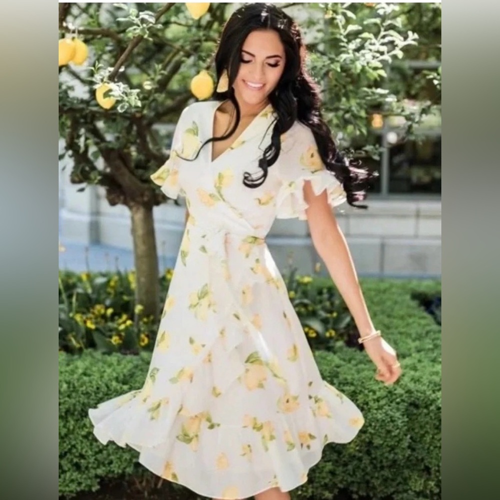 Rachel Parcell Lemon Print Ruffle Dress